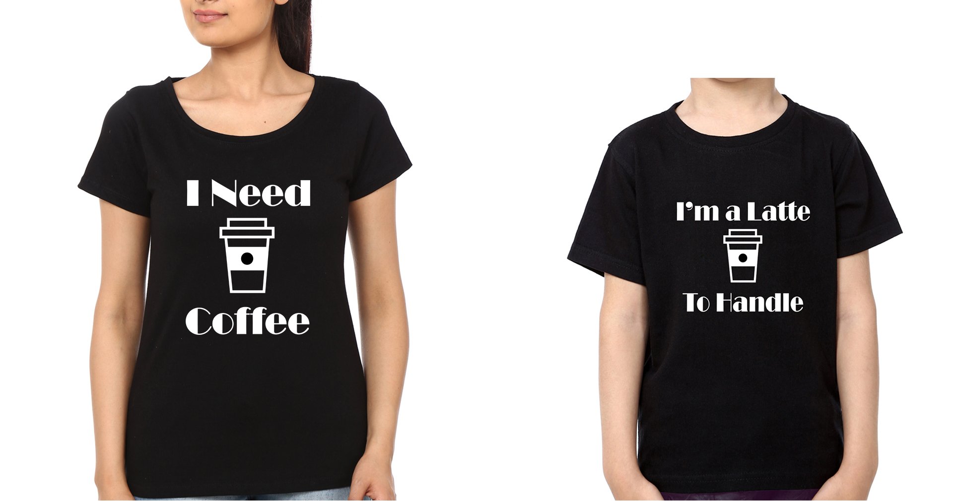 I Need Coffee I'M Latte To handel Mother and Son Matching T-Shirt- FunkyTeesClub