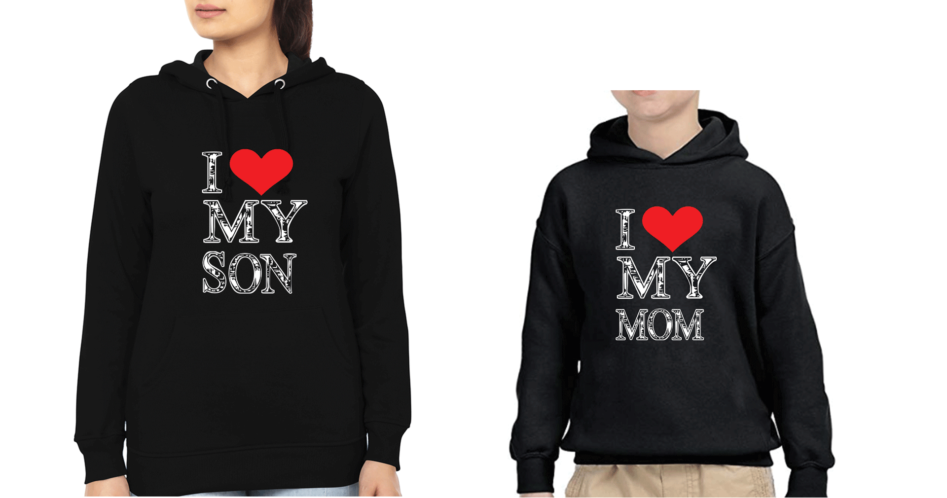 I Love Mom I Love Son Mother and Son Matching Hoodies- FunkyTeesClub