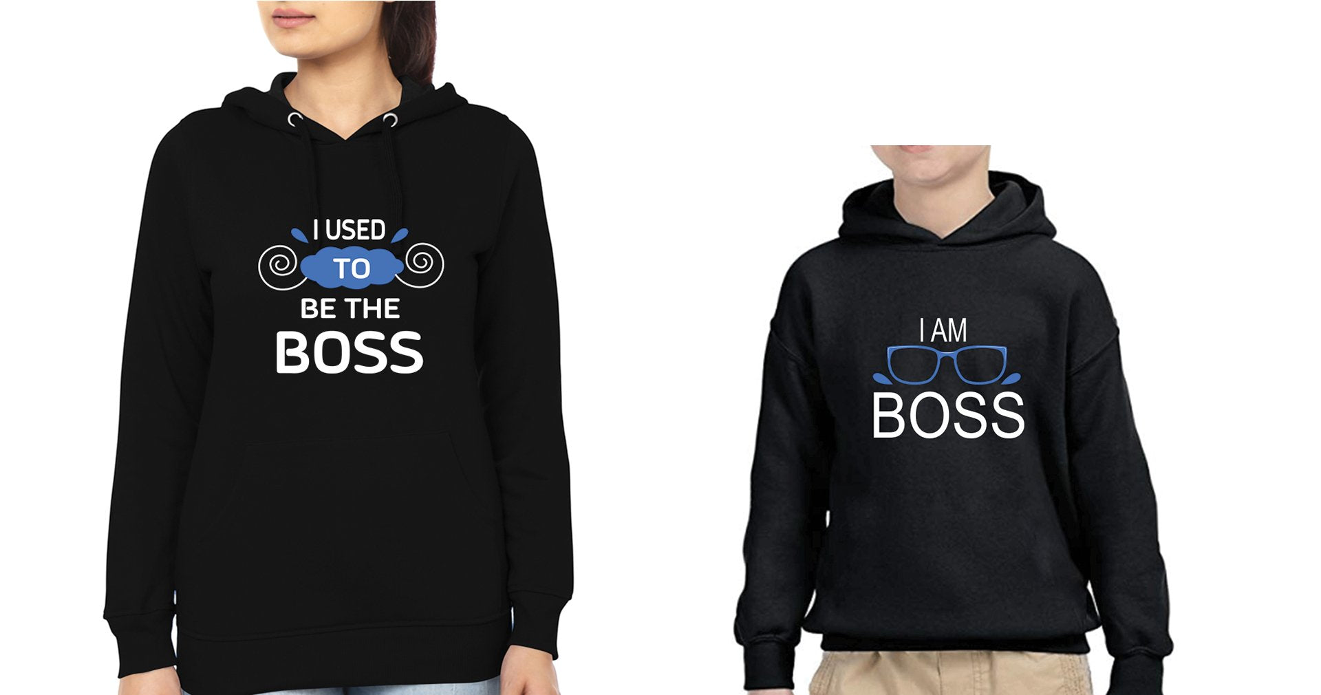 I Used To Be Boss & I Am Boss Mother and Son Matching Hoodies- FunkyTeesClub