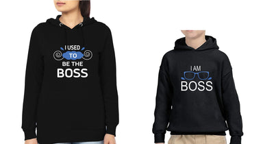 I Used To Be Boss & I Am Boss Mother and Son Matching Hoodies- FunkyTeesClub