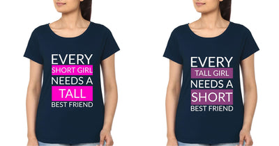 Tall  Short BFF Half Sleeves T-Shirts-FunkyTees