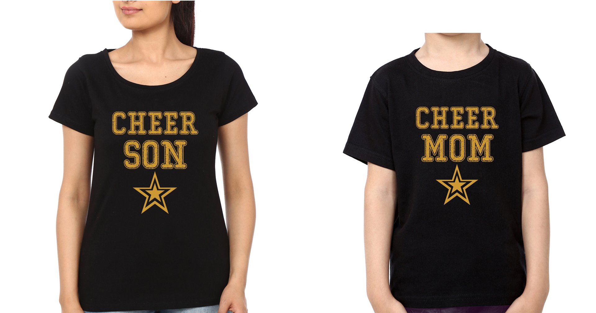Cheer Mom Cheer Son Mother and Son Matching T-Shirt- FunkyTeesClub