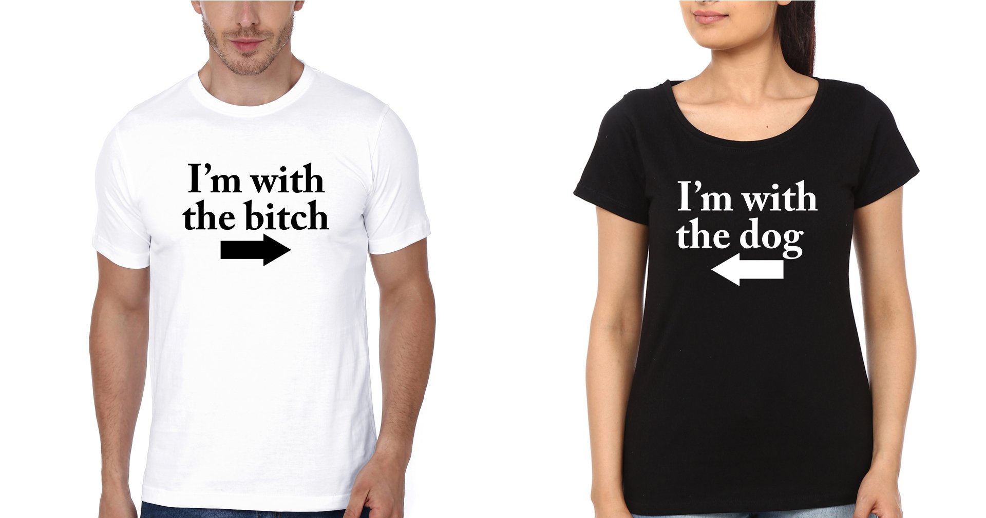 I'm With The Bitch Couple Half Sleeves T-Shirts -FunkyTees