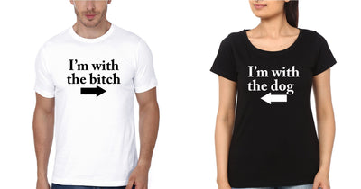 I'm With The Bitch Couple Half Sleeves T-Shirts -FunkyTees