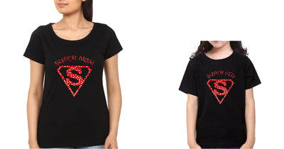 Super Mom Super Kid Mother and Daughter Matching T-Shirt- FunkyTeesClub