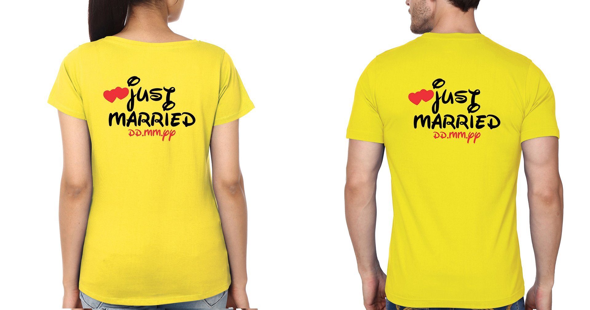 Just Married Couple Half Sleeves T-Shirts -FunkyTees