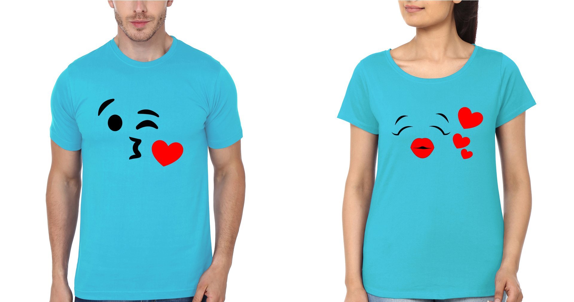 Flying Kiss Couple Half Sleeves T-Shirts -FunkyTees