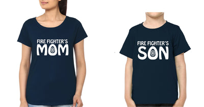 Fire Fighter's Mom Fire Fighter's Son Mother and Son Matching T-Shirt- FunkyTeesClub