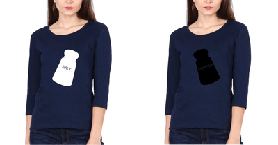 Salt Pepper Sister Sister Full Sleeves T-Shirts -FunkyTees