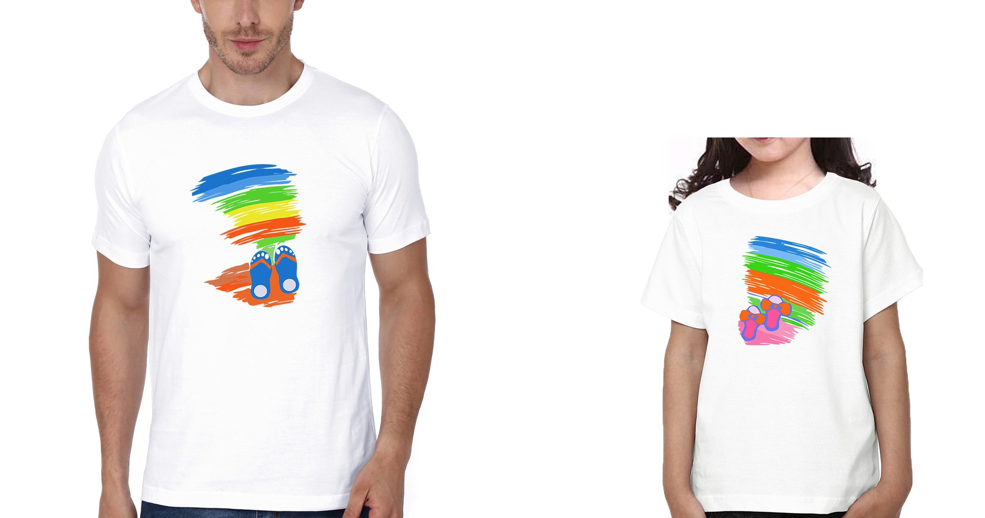 Slippers Father and Daughter Matching T-Shirt- FunkyTeesClub