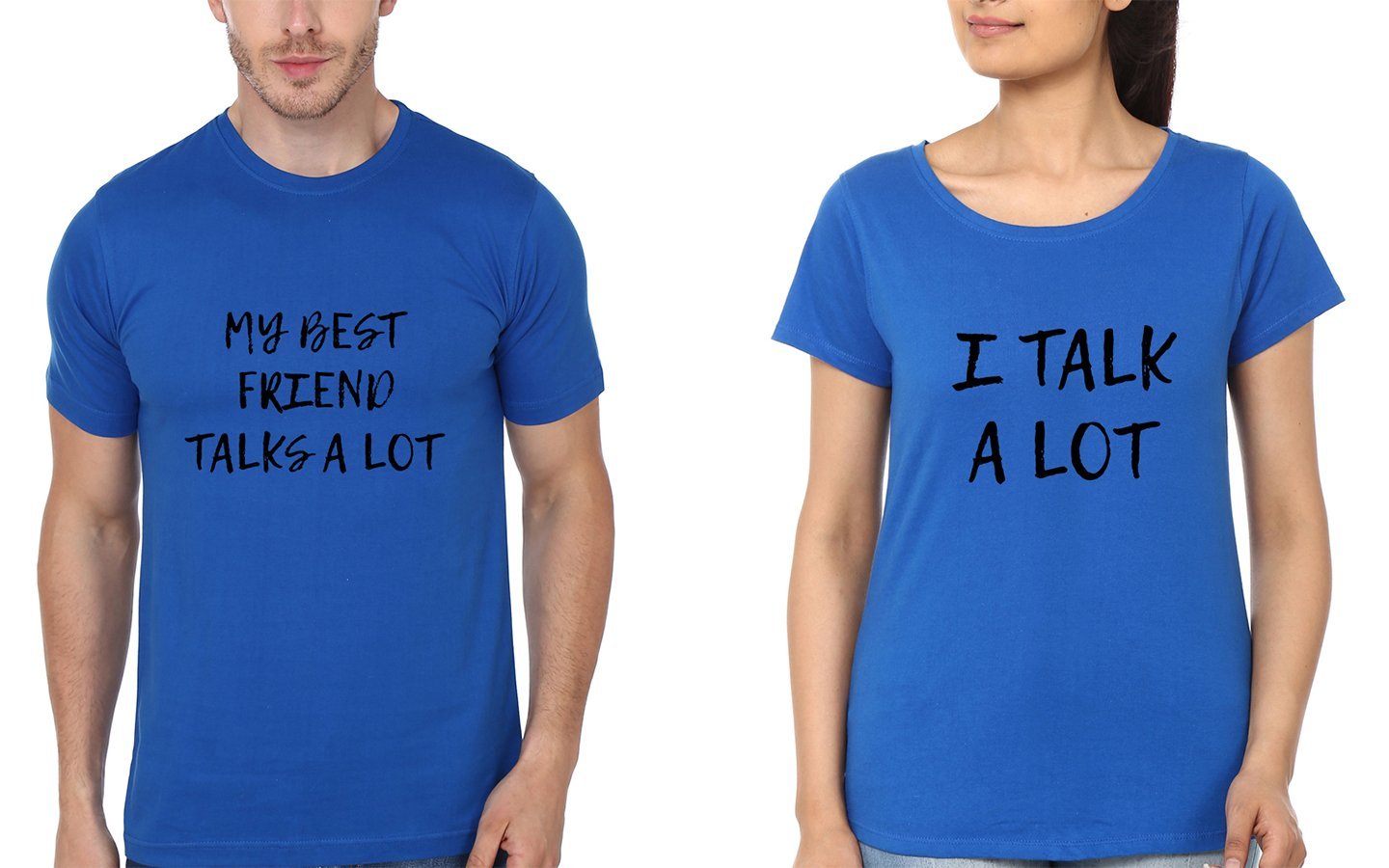 My Best Friend Talks A Lot BFF Half Sleeves T-Shirts-FunkyTees