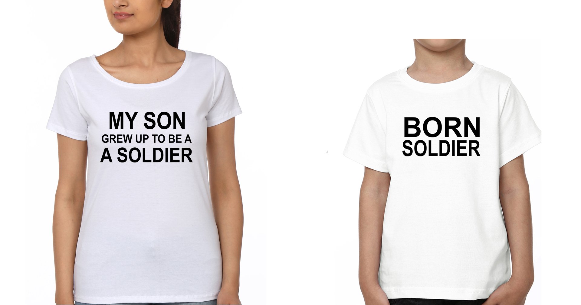 My Son Grew Up To be A soldier Born soildier Mother and Son Matching T-Shirt- FunkyTeesClub