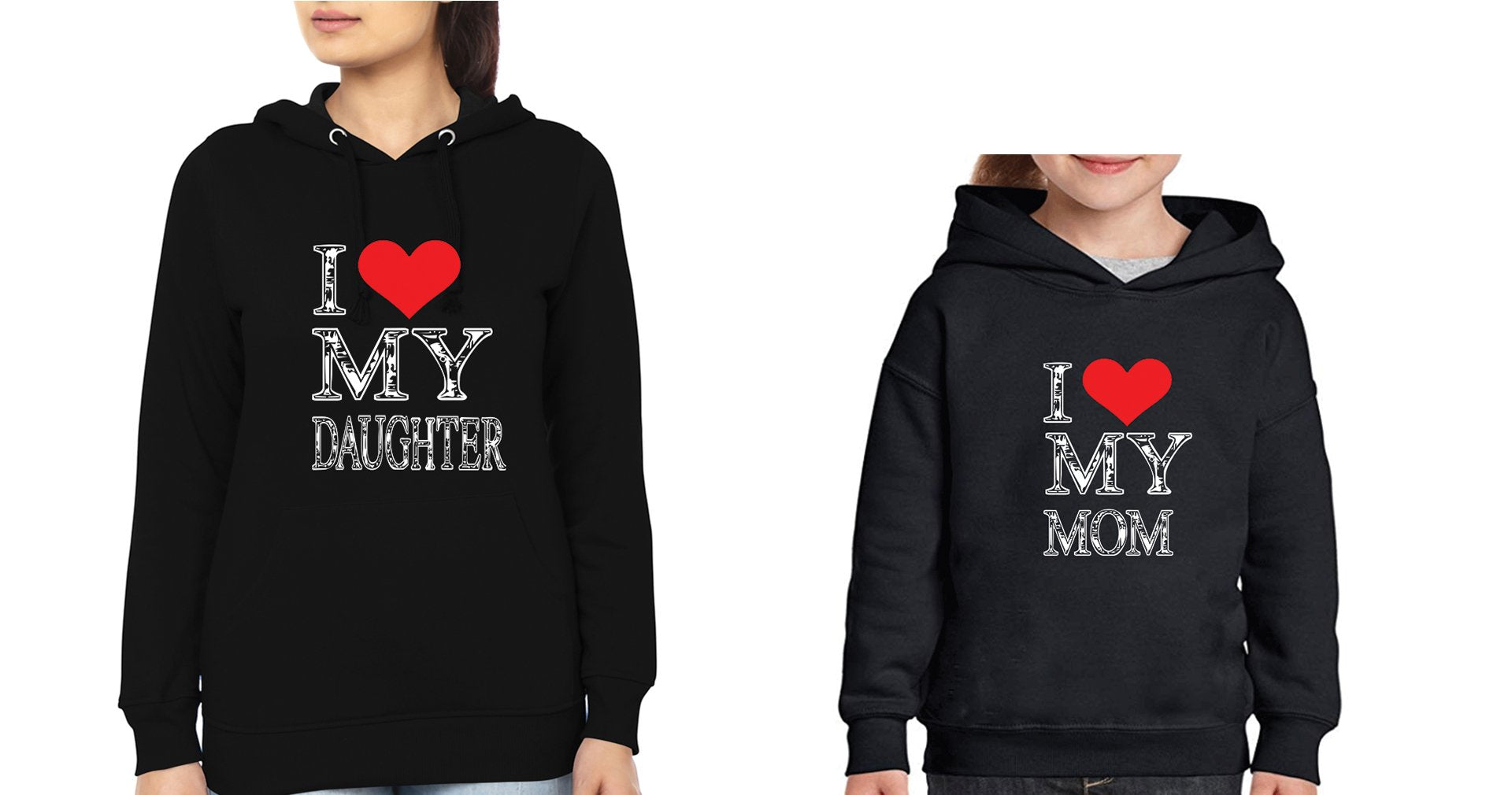 I Love My Daughter I Love My Mom Mother and Daughter Matching Hoodies- FunkyTeesClub