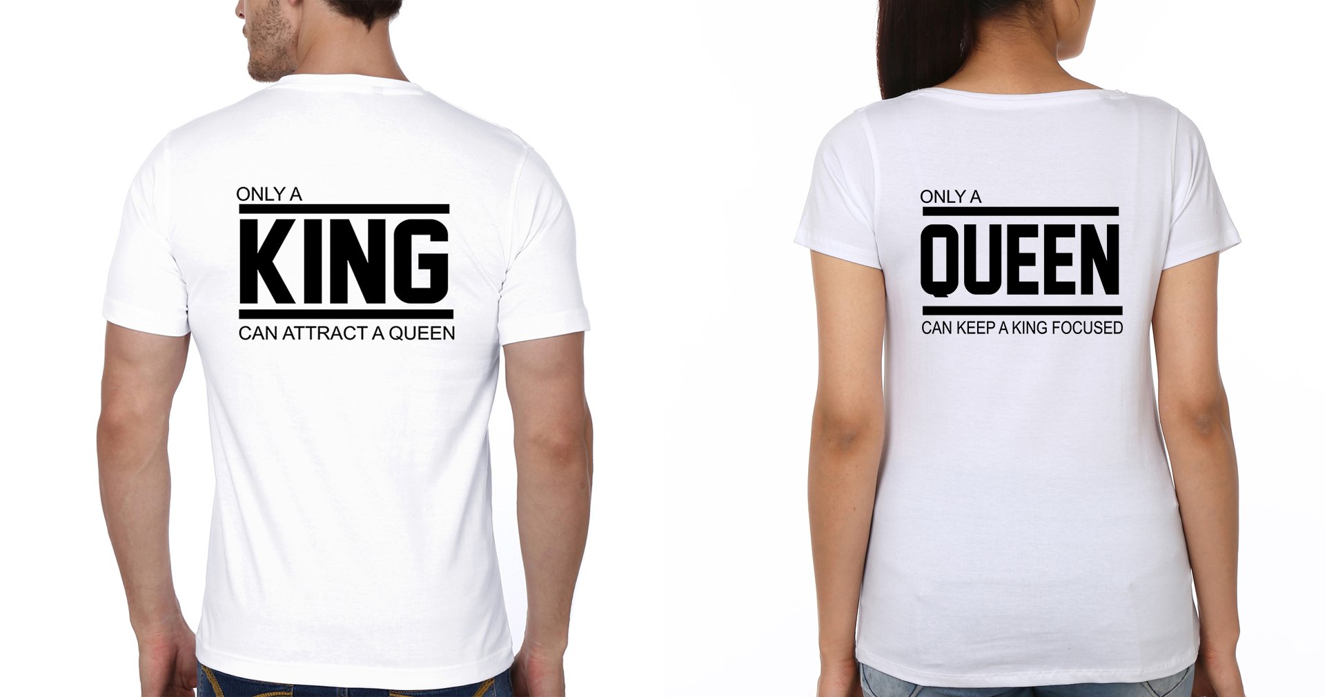 King Queen Couple Half Sleeves T-Shirts -FunkyTees