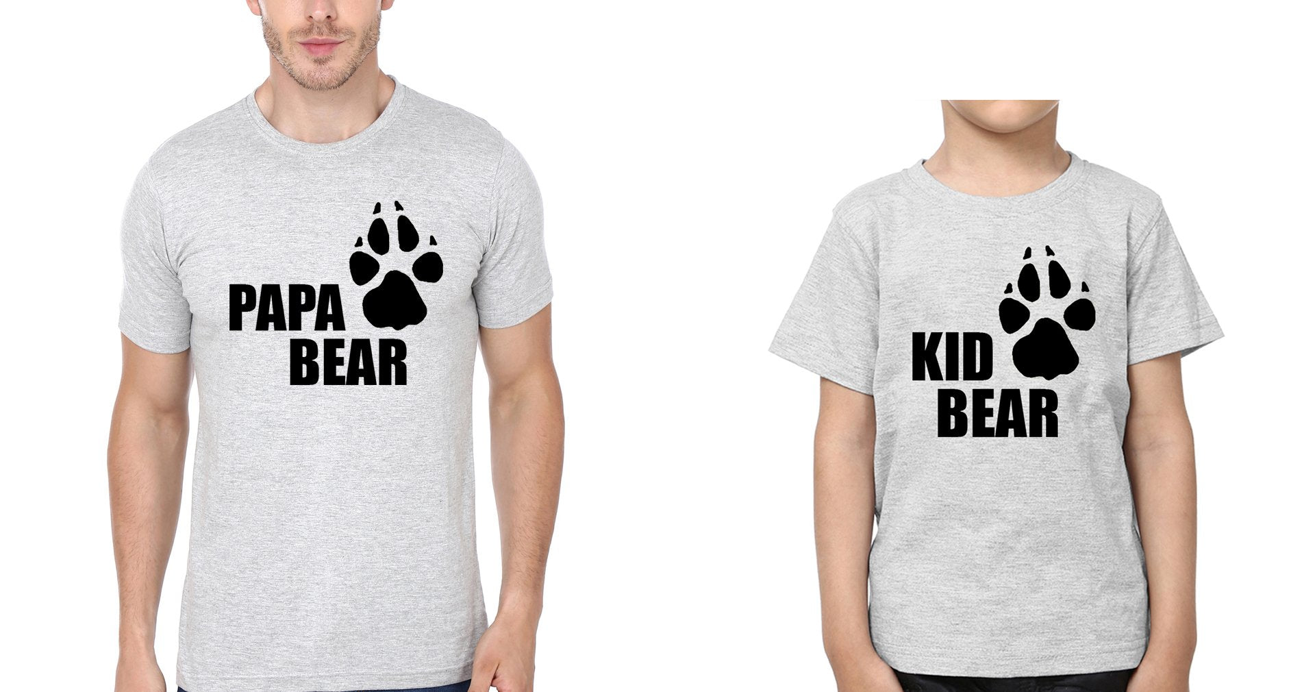 Papa Bear Kid Bear Father and Son Matching T-Shirt- FunkyTeesClub