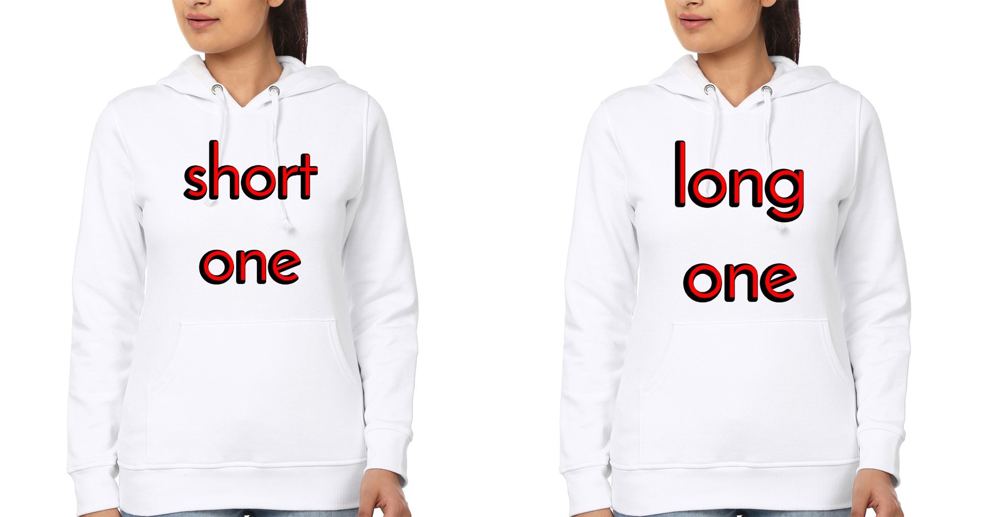 Long One Short One BFF Hoodies-FunkyTees
