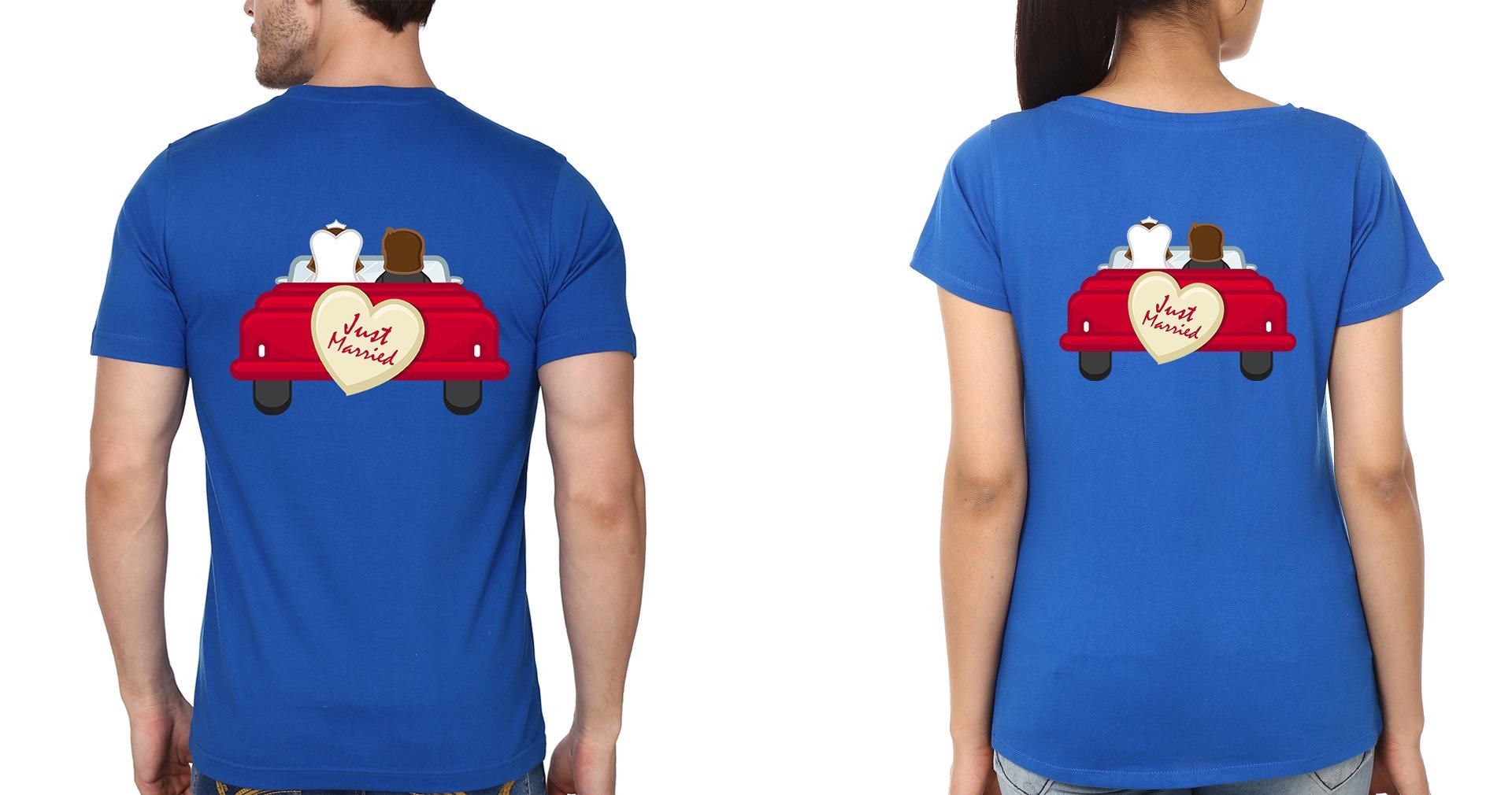 Just Married Couple Half Sleeves T-Shirts -FunkyTees
