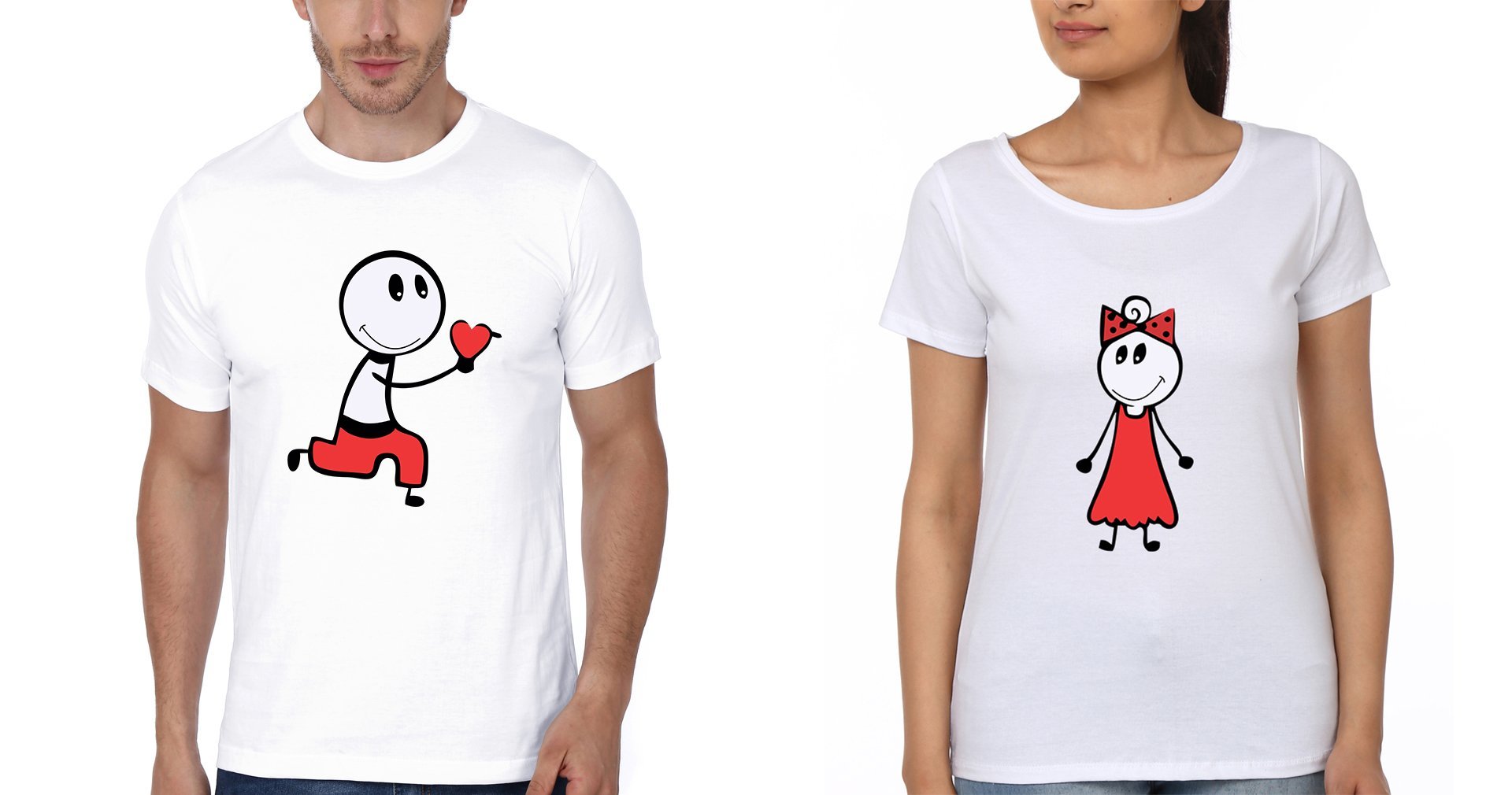 The Propose Couple Half Sleeves T-Shirts -FunkyTees