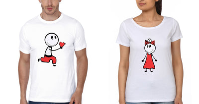 The Propose Couple Half Sleeves T-Shirts -FunkyTees