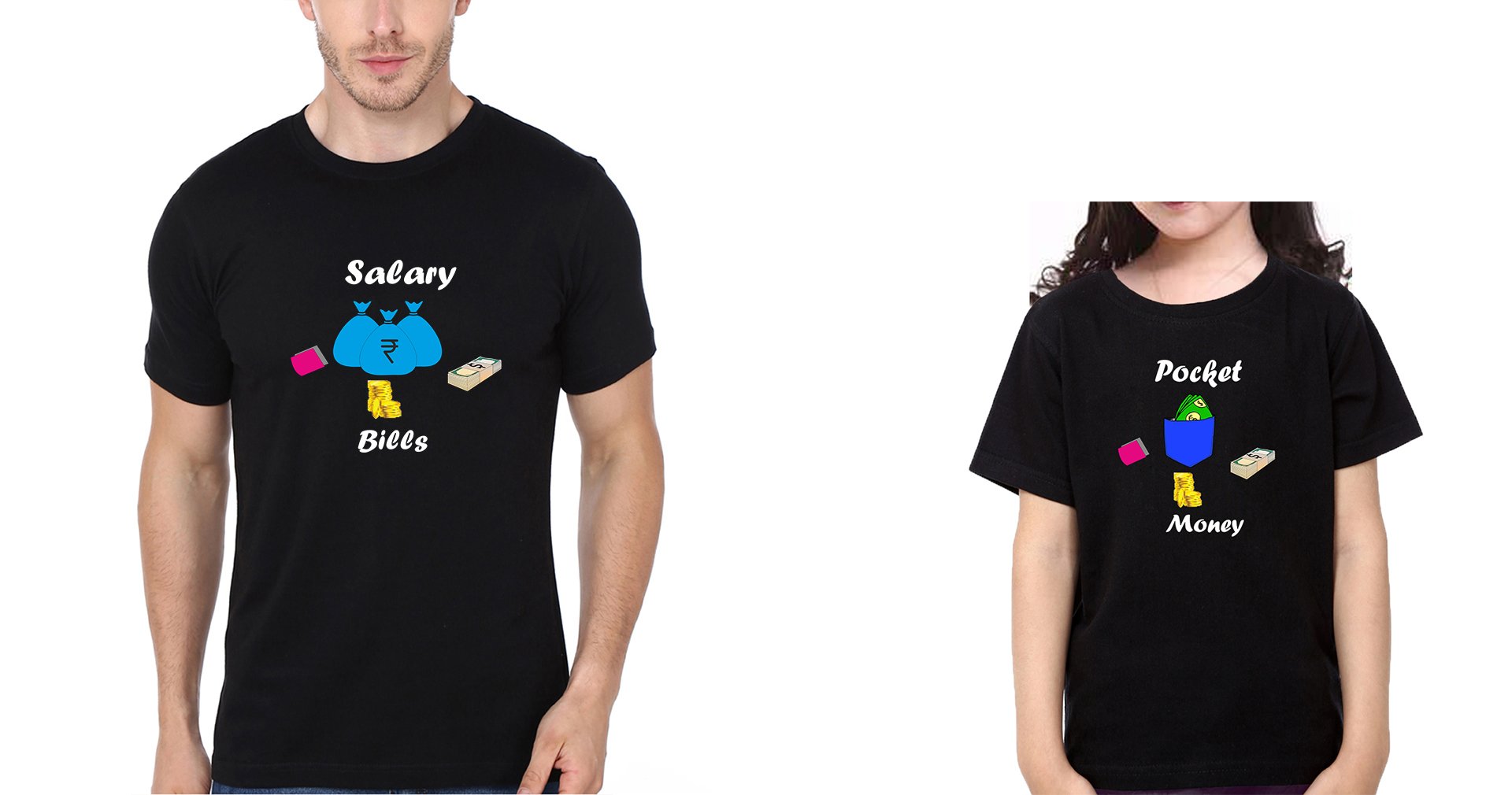 Salary Bills Pocket Money Father and Daughter Matching T-Shirt- FunkyTeesClub