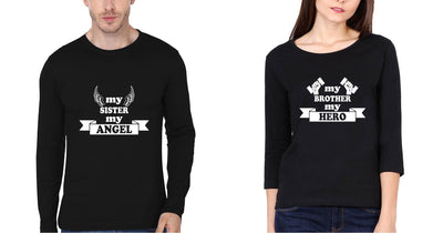My Brother My Hero my Sister My Angel Brother-Sister Full Sleeves T-Shirts -FunkyTees