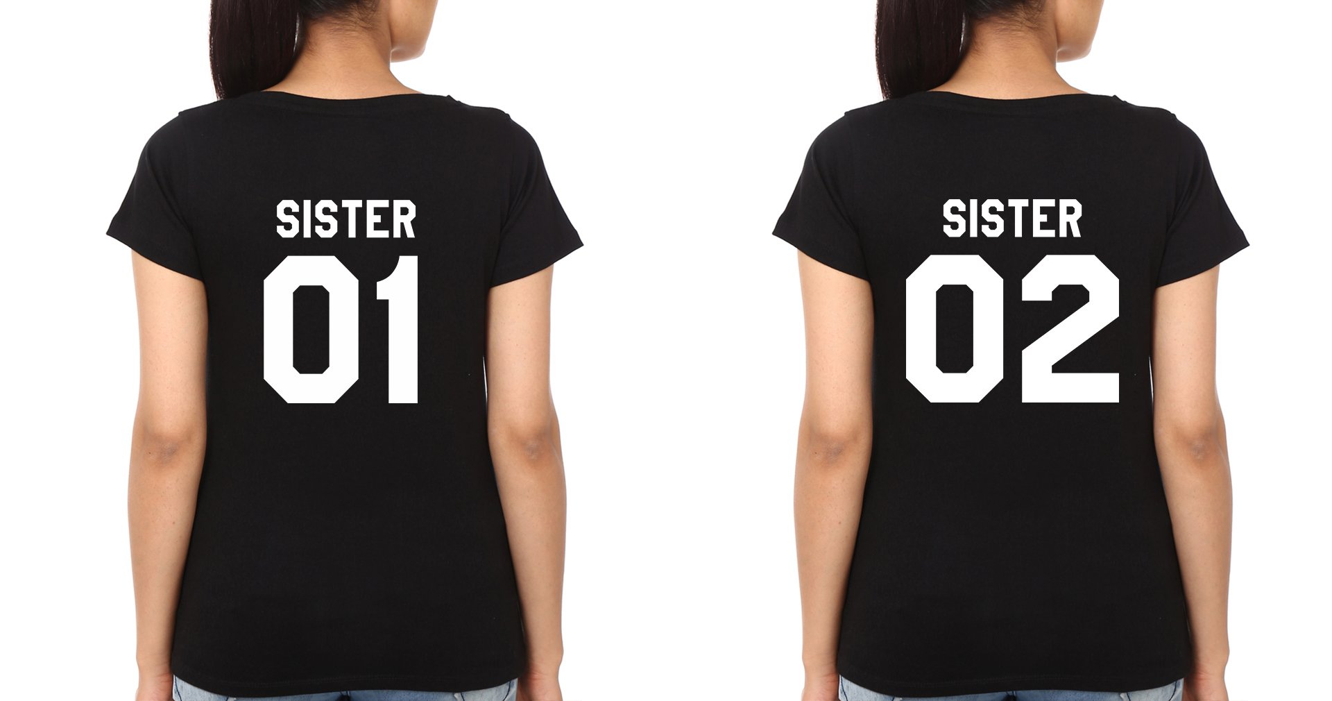 Sister 01 02 Sister Sister Half Sleeves T-Shirts -FunkyTees
