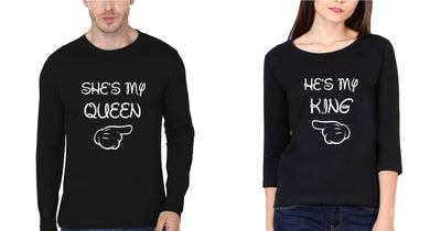 My Queen Couple Full Sleeves T-Shirts -FunkyTees