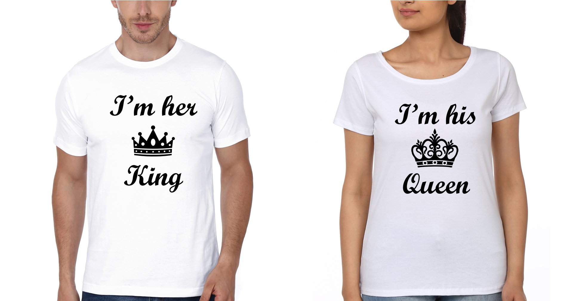 I'm Her King I'm His Queen Couple Half Sleeves T-Shirts -FunkyTees