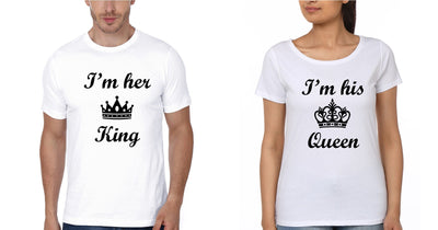 I'm Her King I'm His Queen Couple Half Sleeves T-Shirts -FunkyTees