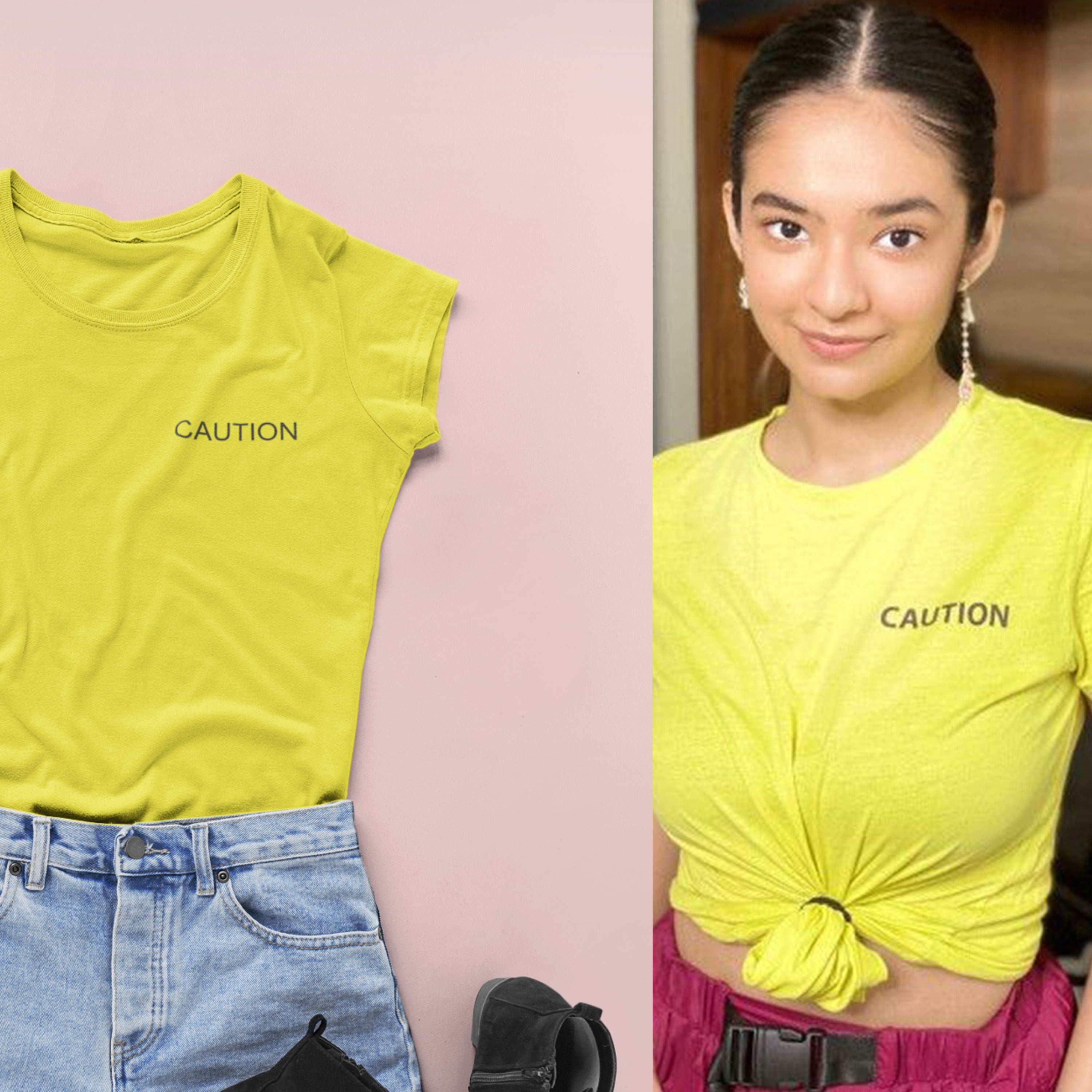 Caution Anushka Sen Celebrity T-shirt- FunkyTeesClub