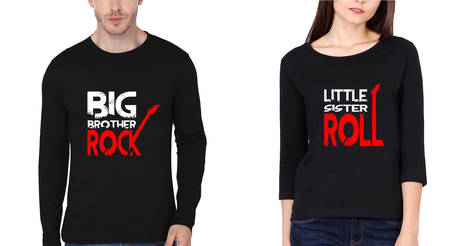 ROCK ROLL Brother-Sister Full Sleeves T-Shirts -FunkyTees