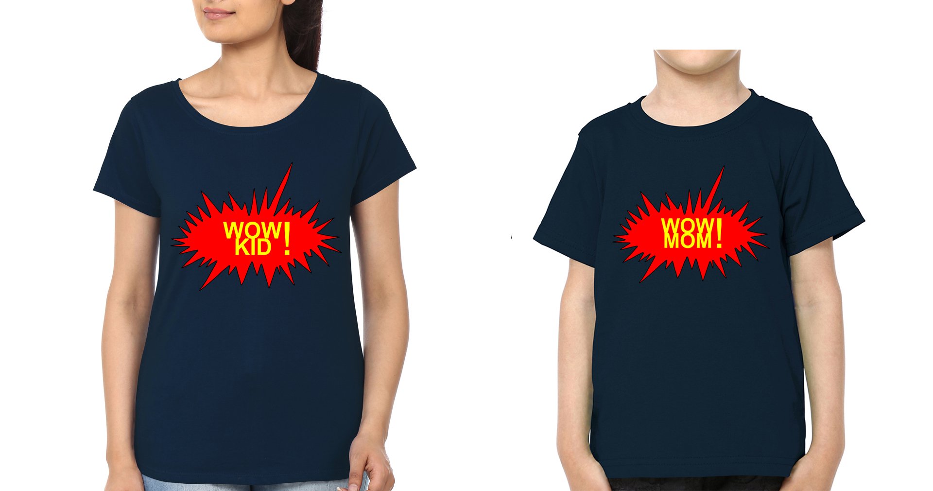 Wow Kid Wow Mom Mother and Son Matching T-Shirt- FunkyTeesClub