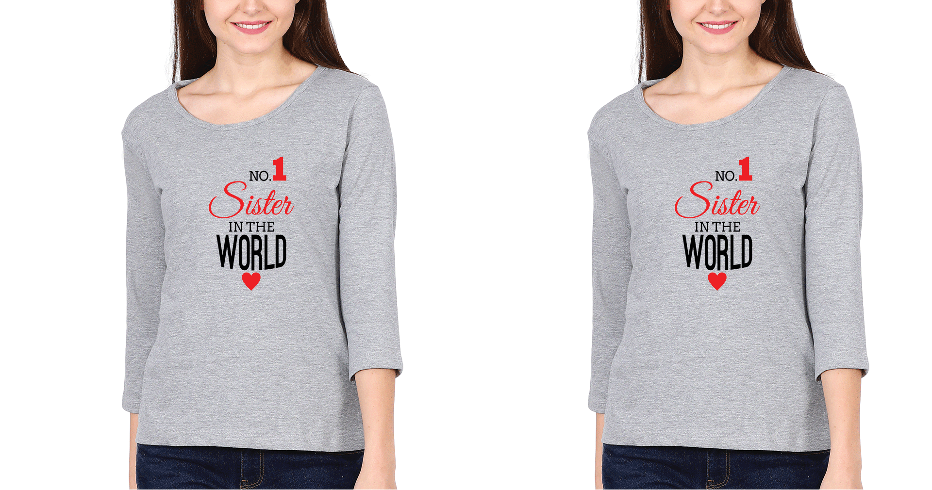 No. 1 Sister Sister Full Sleeves T-Shirts -FunkyTees