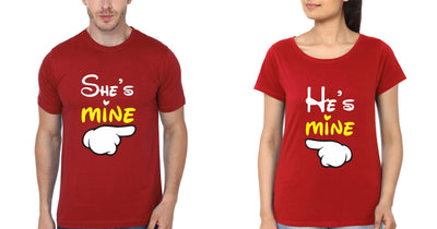 He is Mine She is Mine Couple Half Sleeves T-Shirts -FunkyTees