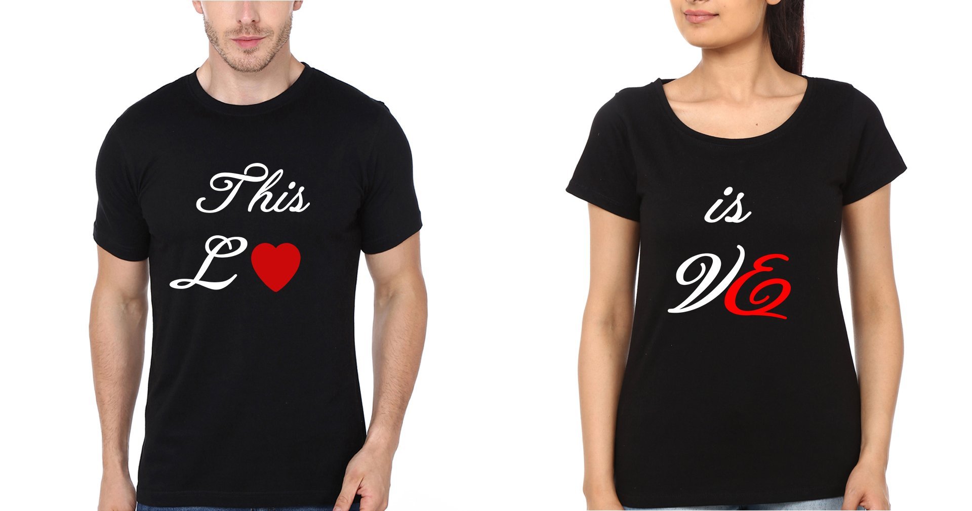 This Is Love Couple Half Sleeves T-Shirts -FunkyTees