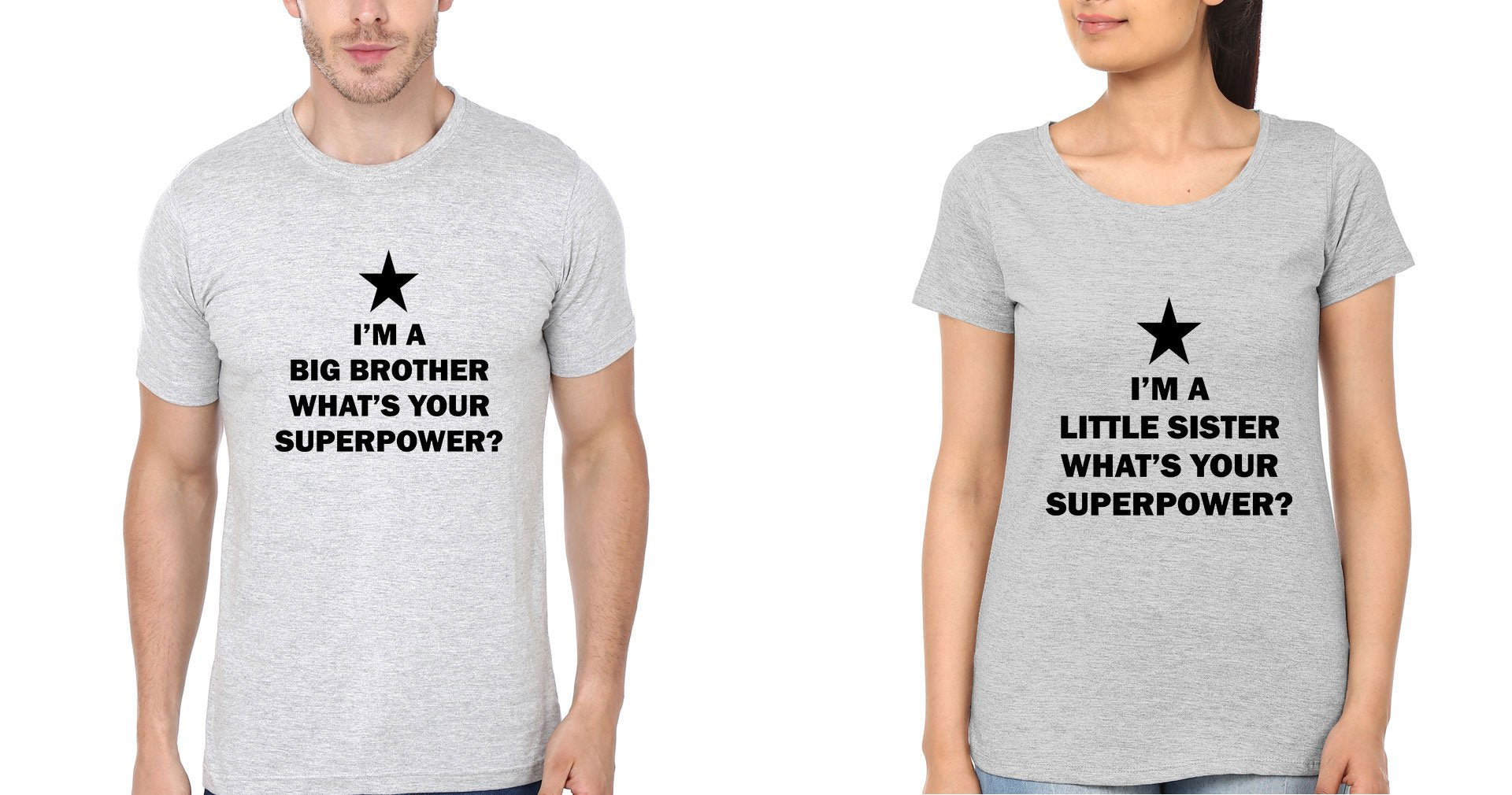 Superpower Brother-Sister Half Sleeves T-Shirts -FunkyTees