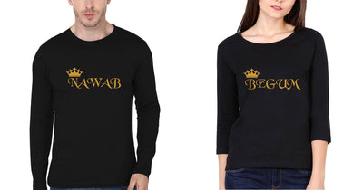 Nawab Begum Couple Full Sleeves T-Shirts -FunkyTees