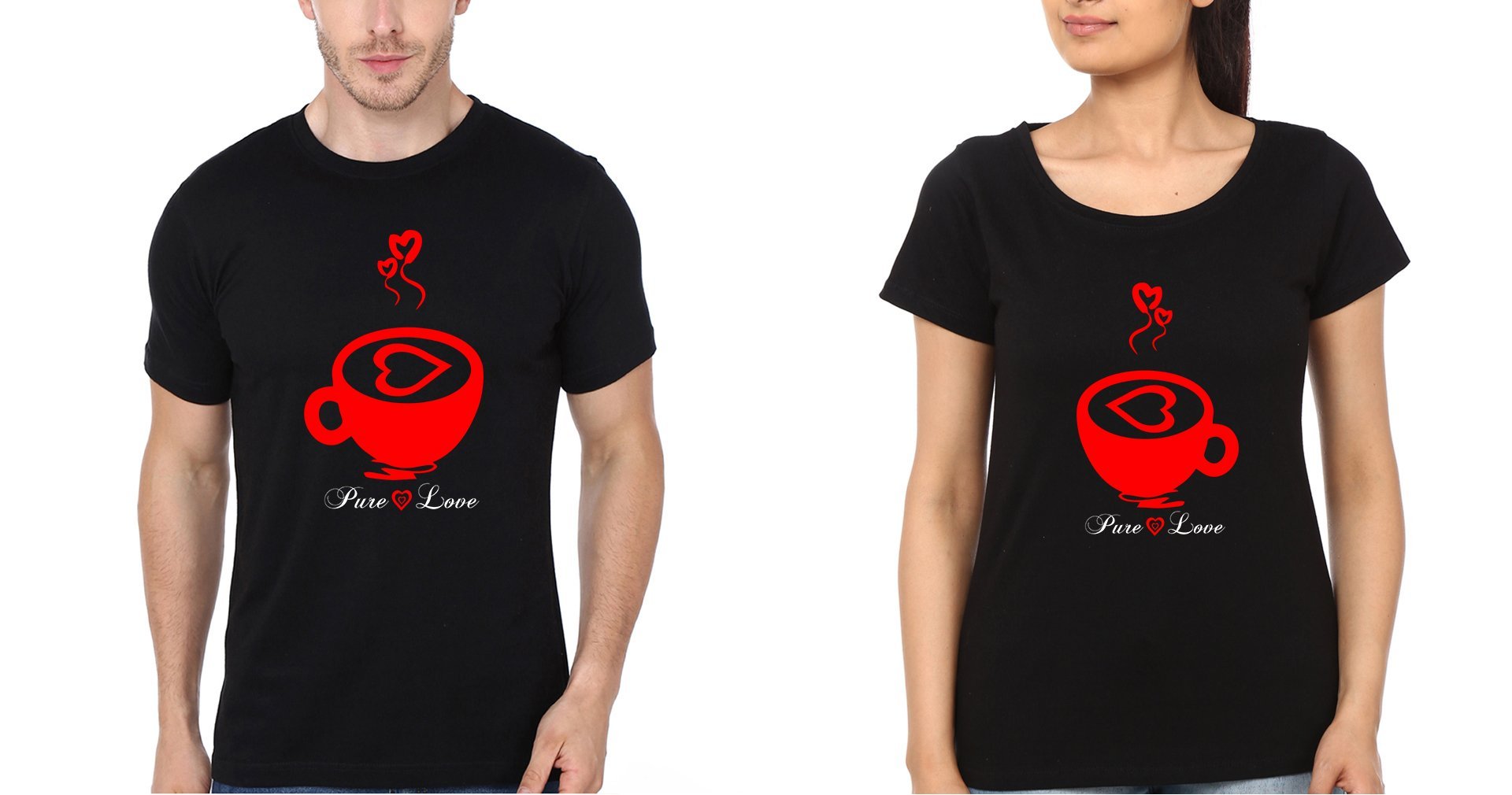 Pure Love Couple Half Sleeves T-Shirts -FunkyTees