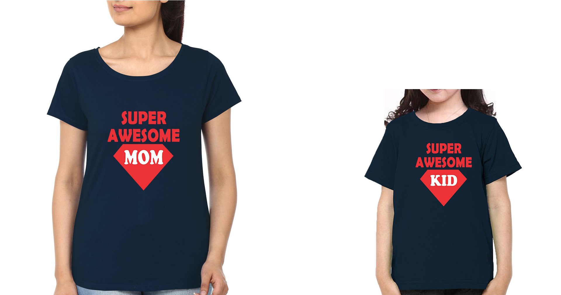 Super Awesome Mom & Super Awesome Kid Mother and Daughter Matching T-Shirt- FunkyTeesClub
