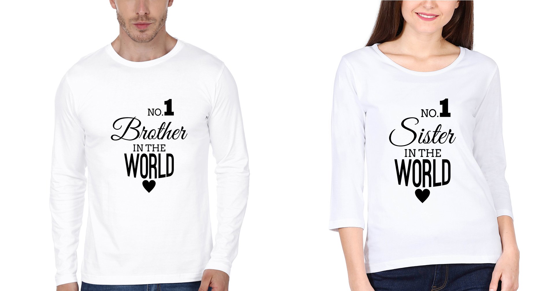 No. 1 Brother-Sister Full Sleeves T-Shirts -FunkyTees