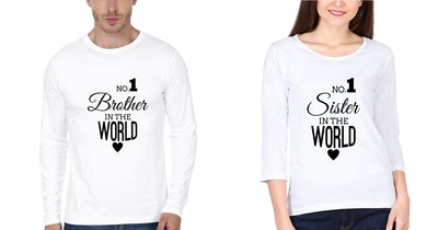 No. 1 Brother-Sister Full Sleeves T-Shirts -FunkyTees