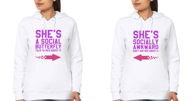 Social Butterfly social awkward BFF Hoodies-FunkyTees