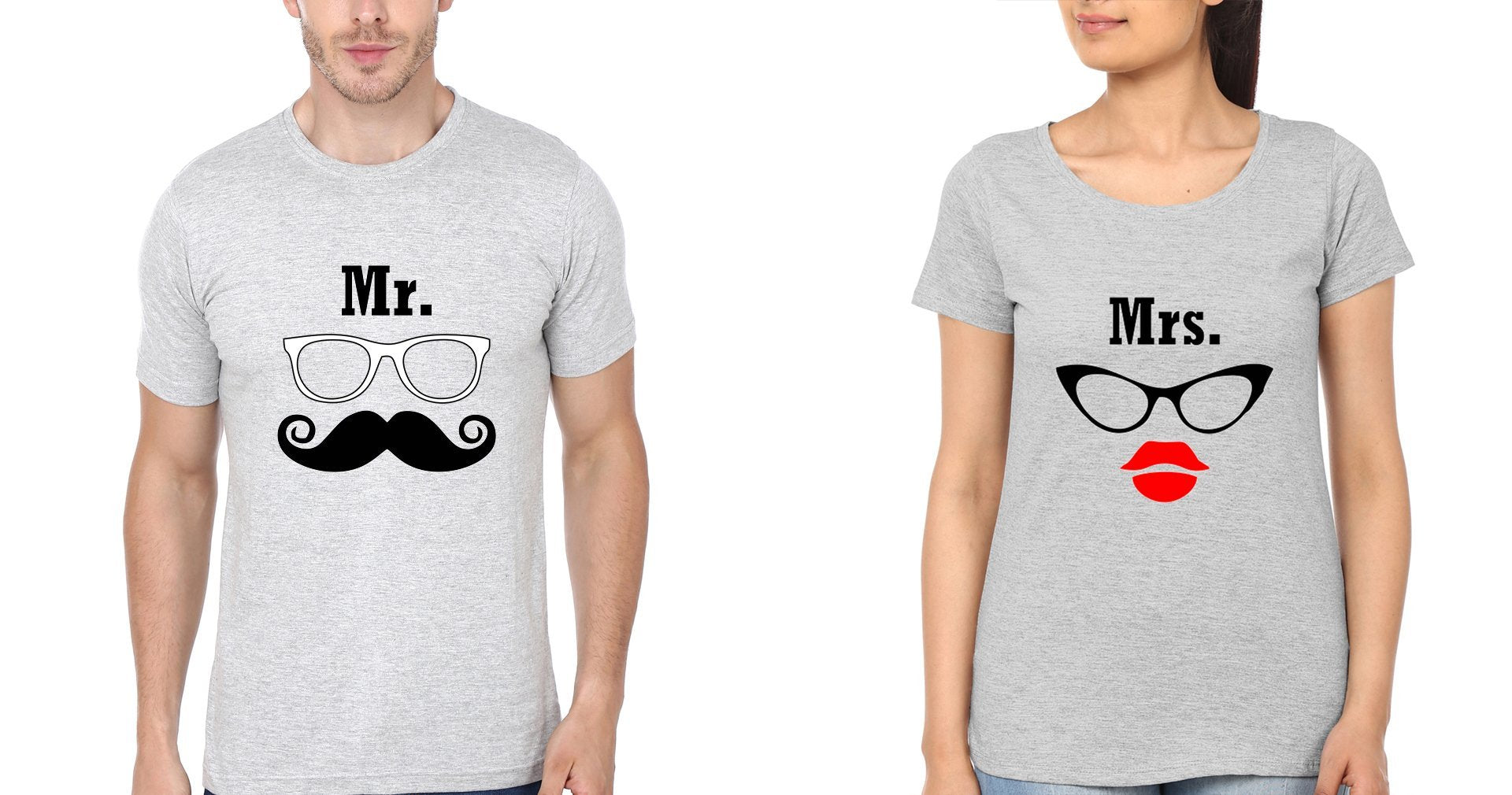 Mr. & Mrs Couple Half Sleeves T-Shirts -FunkyTees