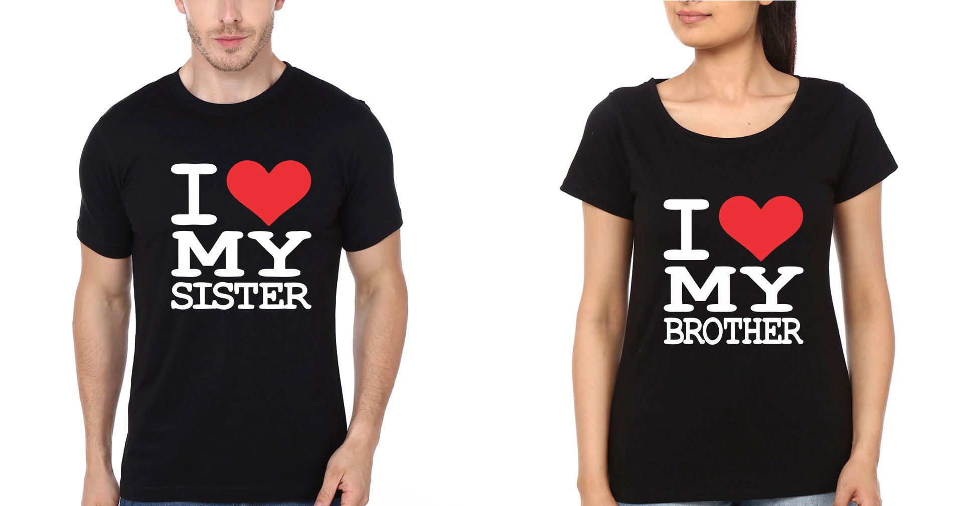 I Love my Brother-Sister Half Sleeves T-Shirts -FunkyTees