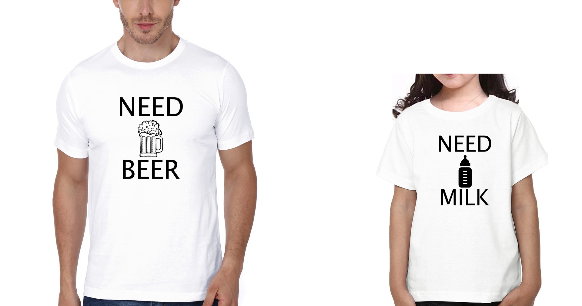 Need Beer Need Milk Father and Daughter Matching T-Shirt- FunkyTeesClub
