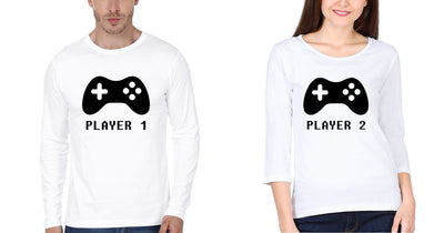 Player 1 Player 2 Father and Daughter Matching Full Sleeves T-Shirt- FunkyTeesClub