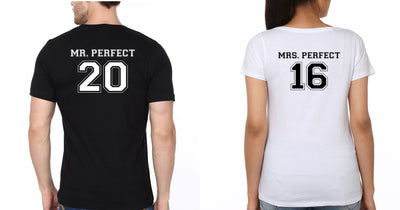 Mr. Perfect And Mrs. Perfect Couple Half Sleeves T-Shirts -FunkyTees