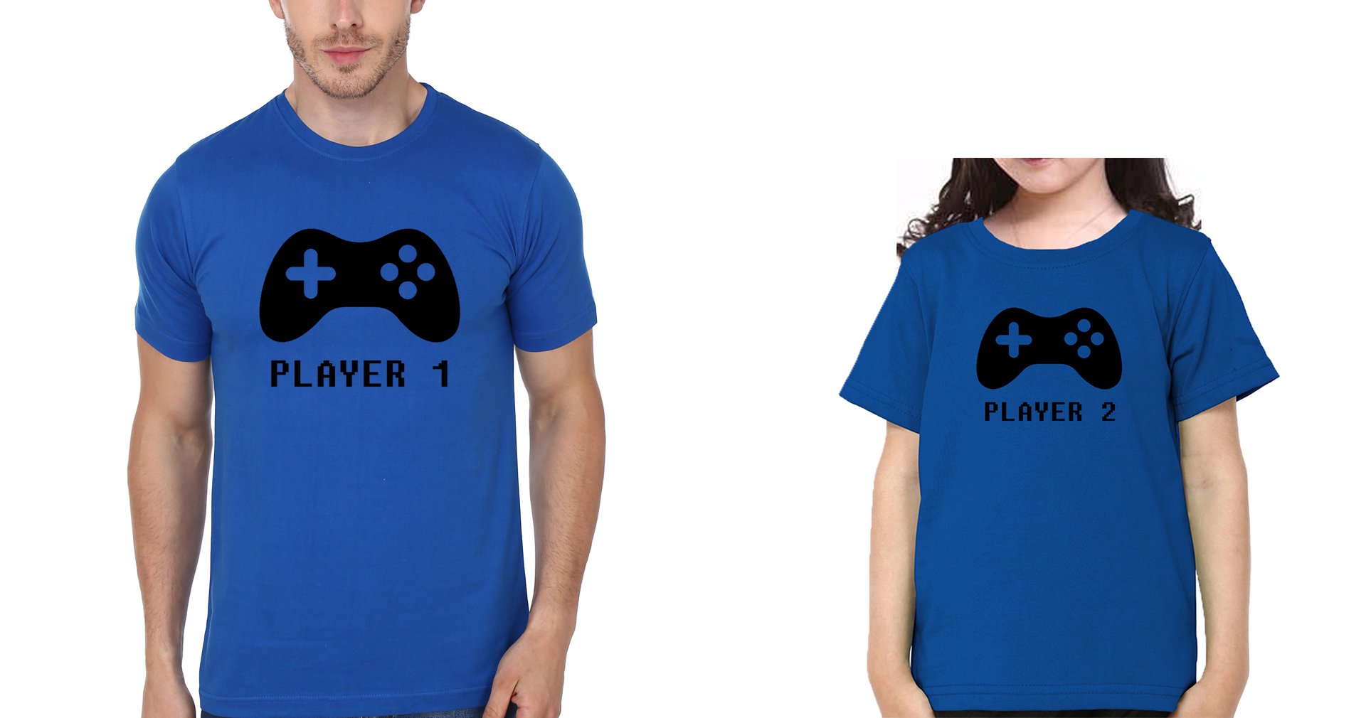 Player 1 Player 2 Father and Daughter Matching T-Shirt- FunkyTeesClub