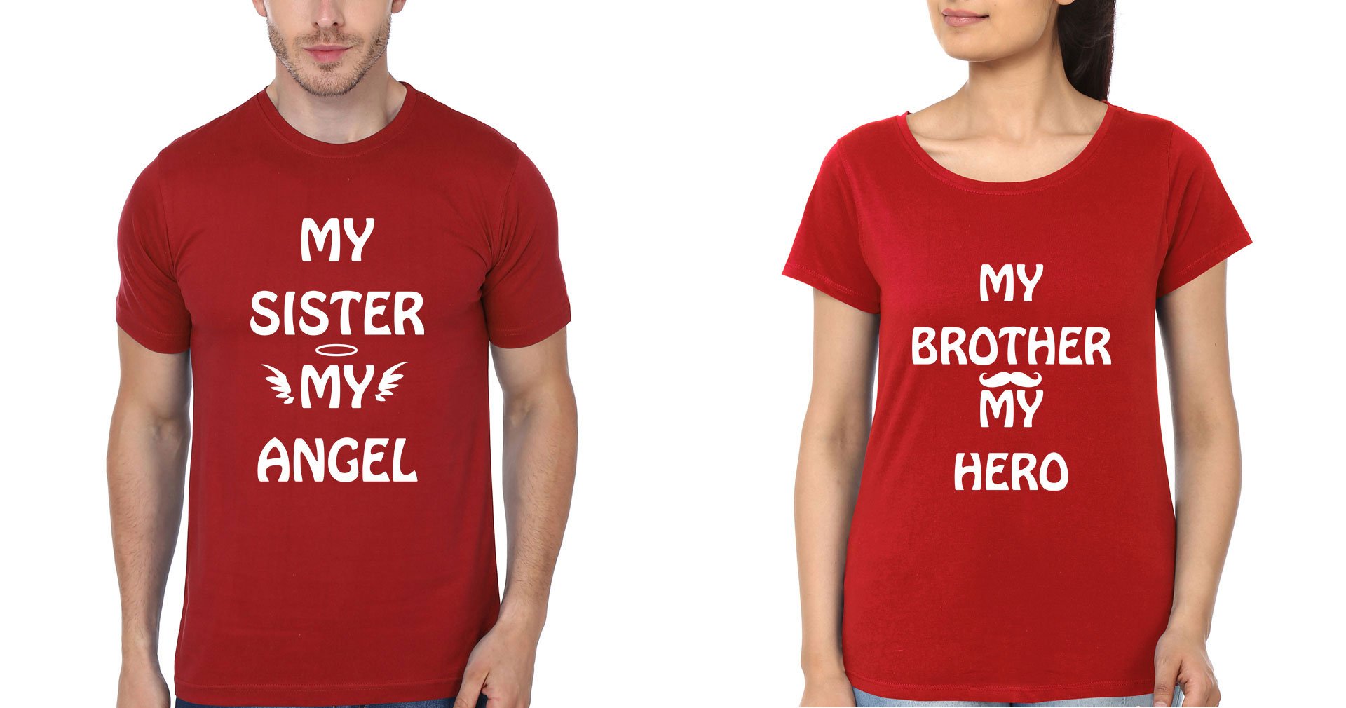 My Sister My Angel My Brother My Hero Brother-Sister Half Sleeves T-Shirts -FunkyTees