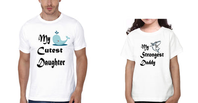 My Cutest Daughter My Strongest Dad Father and Daughter Matching T-Shirt- FunkyTeesClub